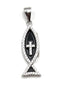 Sterling Silver With Enamel Fish with Cross Pendant