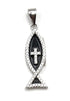 Sterling Silver With Enamel Fish with Cross Pendant