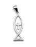 Sterling Silver With Enamel Fish with Cross Pendant