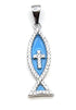 Sterling Silver With Enamel Fish with Cross Pendant