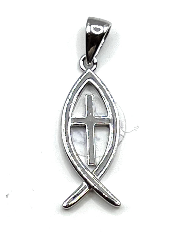 Sterling Silver Fish with Cross Pendant