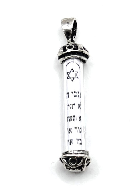 Sterling Silver 10 Commandments Mezuzah Pendant