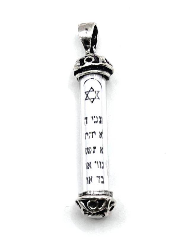 Sterling Silver 10 Commandments Mezuzah Pendant
