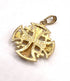 14K Gold Raised Up Round Smooth Jerusalem Cross Necklace