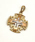 14K Yellow Gold Round domed Jerusalem Cross Necklace