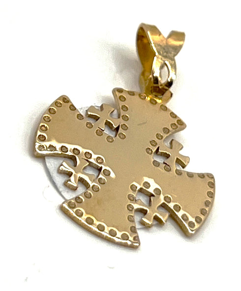 14K Gold Classic Leaser Cut Jerusalem Cross Necklace