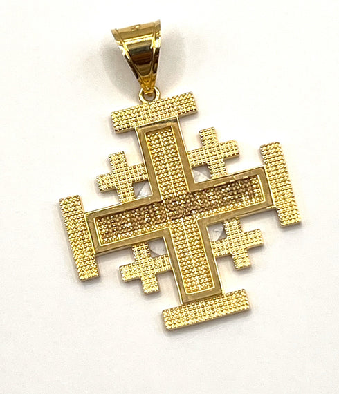 14K Gold Sarab Filigree Jerusalem Cross Necklace