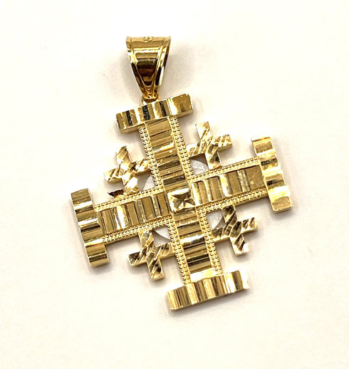 14K Gold Sar Filigree Jerusalem Cross Necklace
