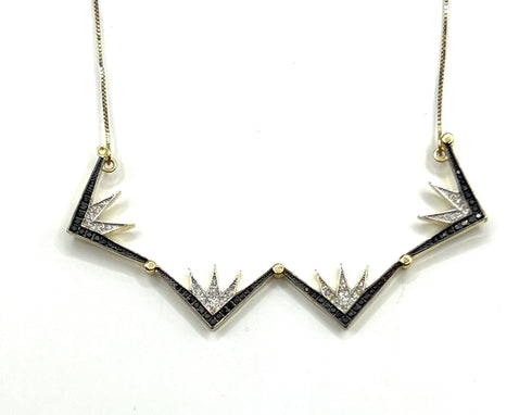 14K Gold & Black Diamond Star Of Bethlehem Opening Magnetic Necklace