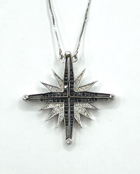 14K Gold & Black Diamond Star Of Bethlehem Opening Magnetic Necklace