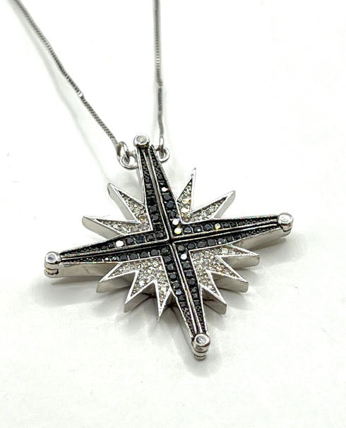 14K Gold & Black Diamond Star Of Bethlehem Opening Magnetic Necklace