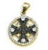 14K Gold & Black Diamond Round Jerusalem Cross Necklace