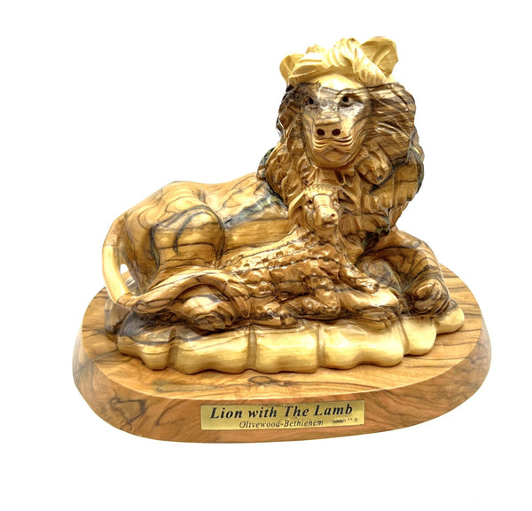 The Lion & The Lamp Olive Wood Statue (Small)
