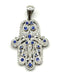 14K White Gold & Diamond Khamsa with Sapphire Stones Necklace