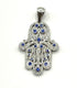 14K White Gold & Diamond Khamsa with Sapphire Stones Necklace