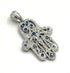 14K White Gold & Diamond Khamsa with Sapphire Stones Necklace