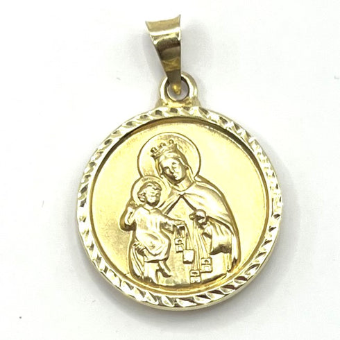 14K Gold Jesus With Holy Family Double Sided Medallion Necklace