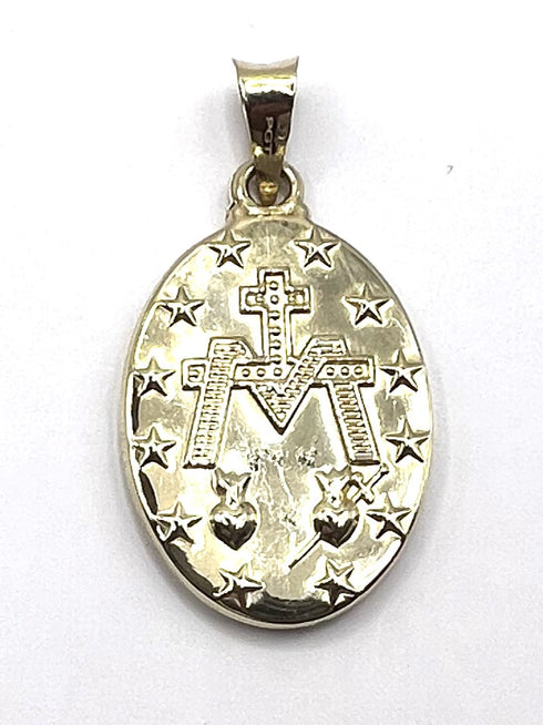 14K Gold Virgin Mary Medallion Oval Necklace