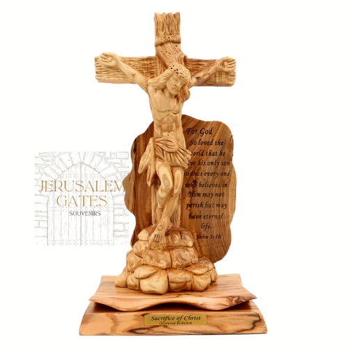 Sacrifice of Christ Hand Carved Olive wood Stateu from The Holy Land