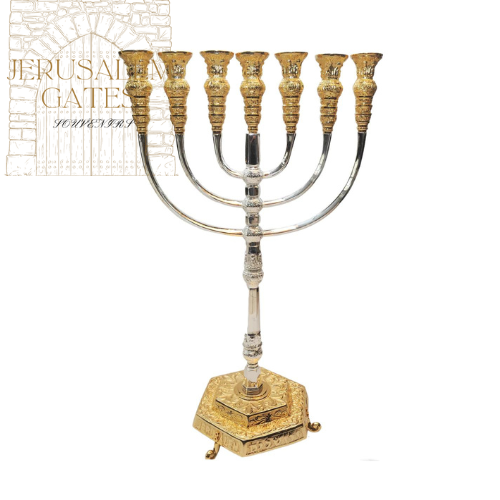 Silver & Gold Plated 7 Branch Menorah 120 CM