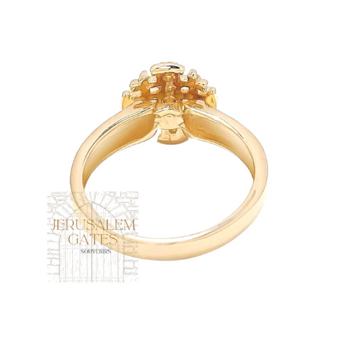 14K Gold & Diamond Elegant Jerusalem Cross Ring