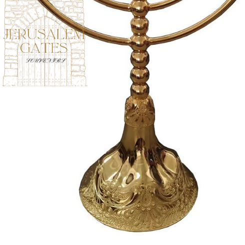 Elegant Gold Plated 7 Branch Menorah 28 CM