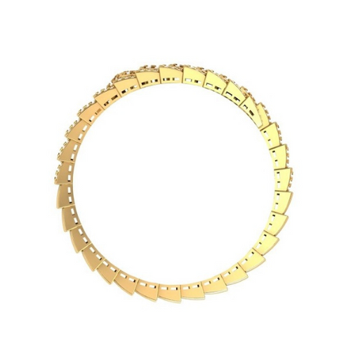 14K Gold With Pave Diamond Snake Bangle