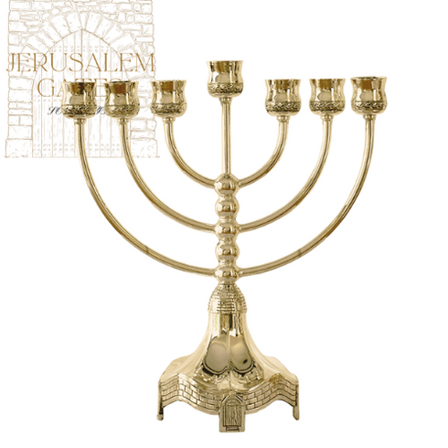 Golden Gate Design 7 Branch Silver Menorah 24CM