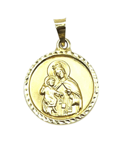 14K Gold Jesus With Holy Family Double Sided Medallion Necklace