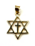 14k Gold Messianic "Star of David With Cross Necklace