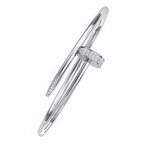 14K Yellow Gold with Diamond Nail Bangle