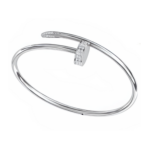 14K Yellow Gold with Diamond Nail Bangle