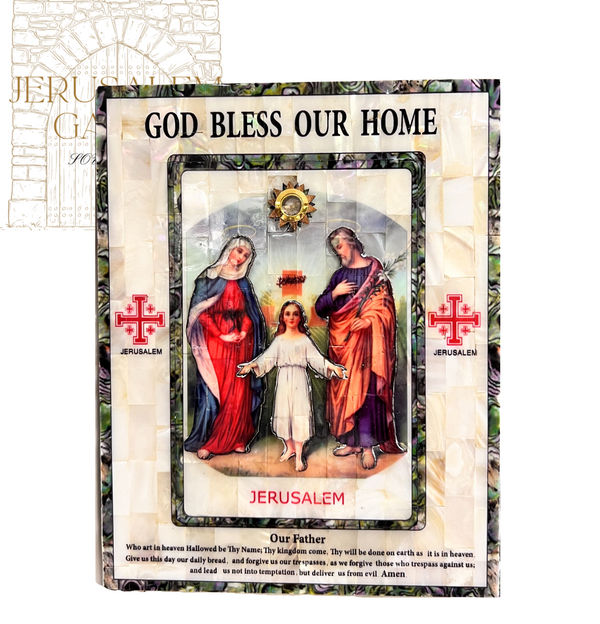 Virgin Mary, Joseph and Child Jesus With ' God Bless Our Home Wall Plaque