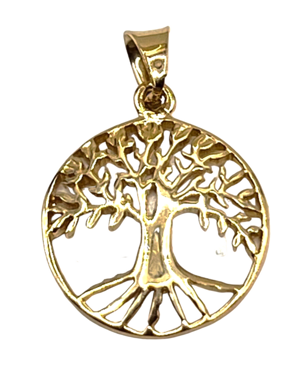 14k Gold Round Tree of Life Necklace