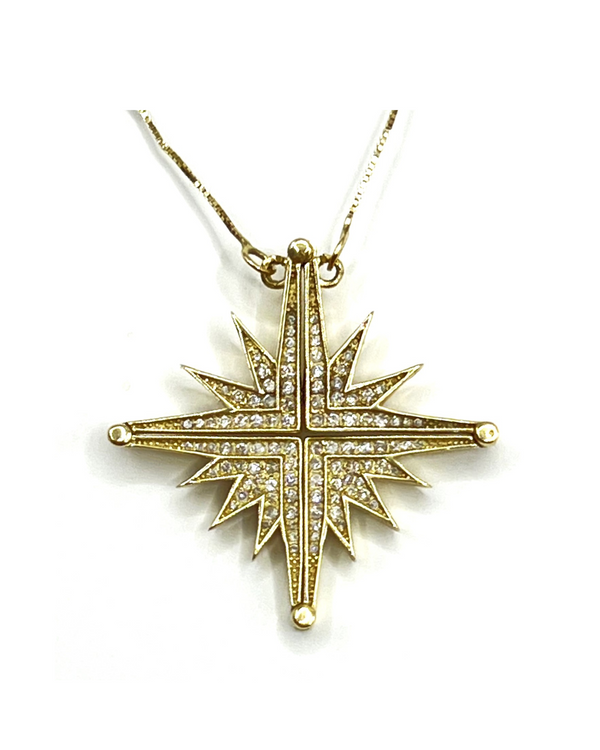 14K Gold & Diamond Star Of Bethlehem Opening Magnetic Necklace