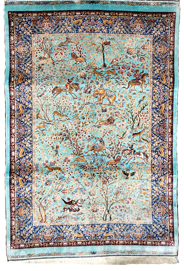 Kaveh (The Hunted )Fine Persian Silk Carpet