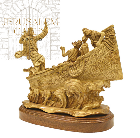Master Piece Miracle of the Fishermen Olive wood Statue