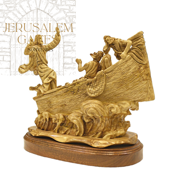 Master Piece Miracle of the Fishermen Olive wood Statue