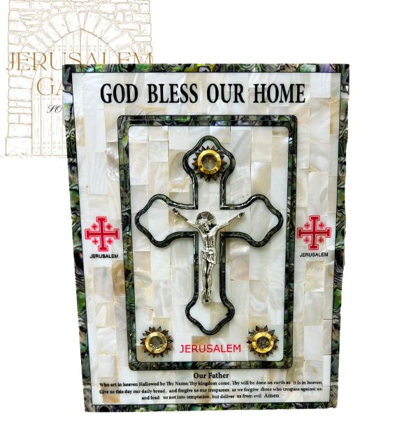 Crucifix With ' God Bless Our Home Wall Plaque