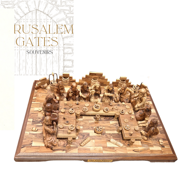 Premium Huge Olive Wood Masterpiece of the Last Supper in Jerusalem