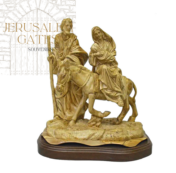 Master Piece Flight to Egypt Olive wood Statue