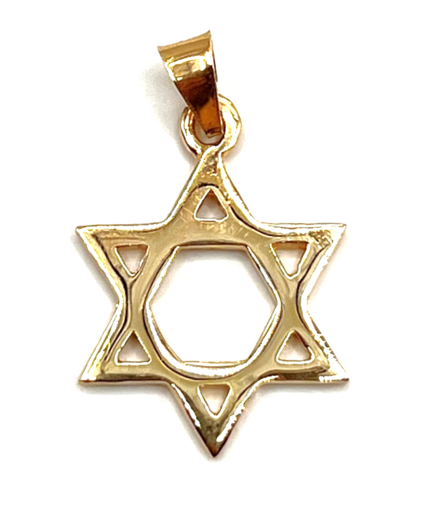 14K Yellow Gold Thick Star of David Necklace