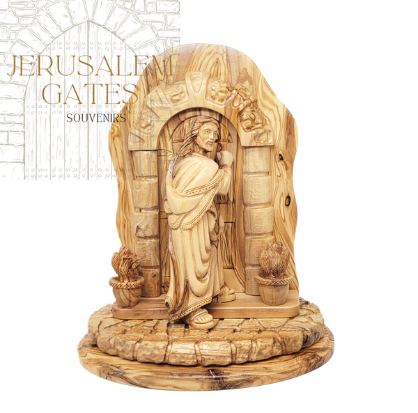 Jesus knocking at the door Olive Wood Statue