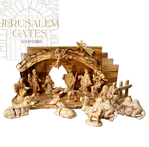 17 Piece Olive Wood Nativity Set