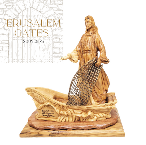 Jesus “Come follow me and I’ll make you fishers of men” Olive Wood Statue