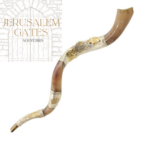 Silver plated Yemenite Lion Of Judah Shofar