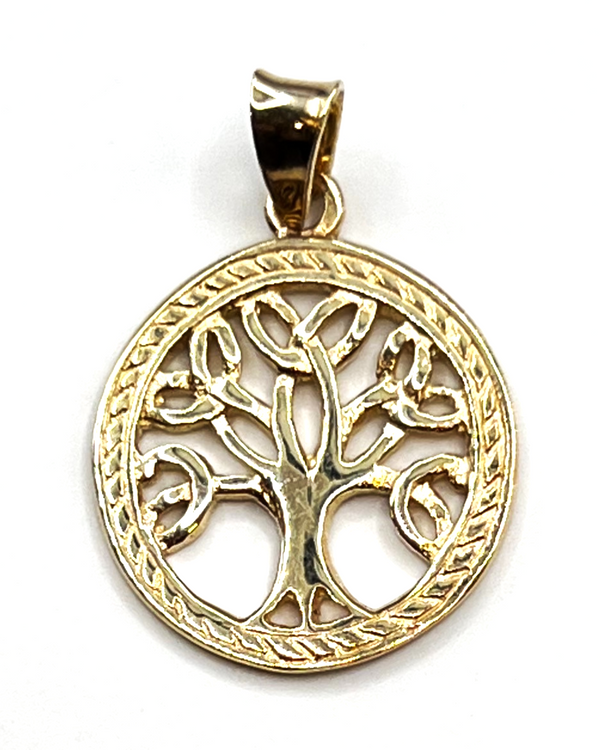 14k Gold Round Modern Tree of Life Necklace
