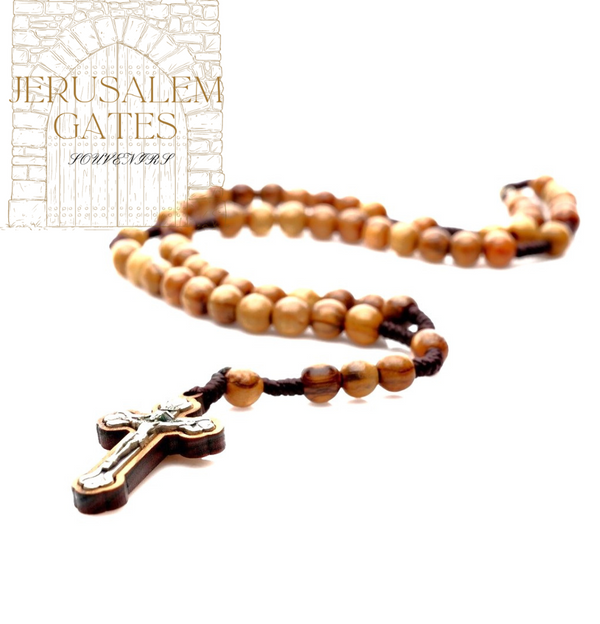 ,Wooden Cross Pendant Olive Wood Rosary