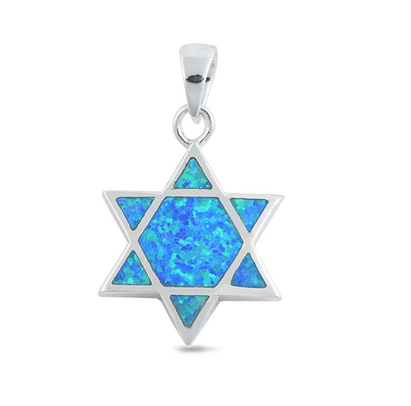925 Sterling Silver with Stone of Israel Star of David Pendant
