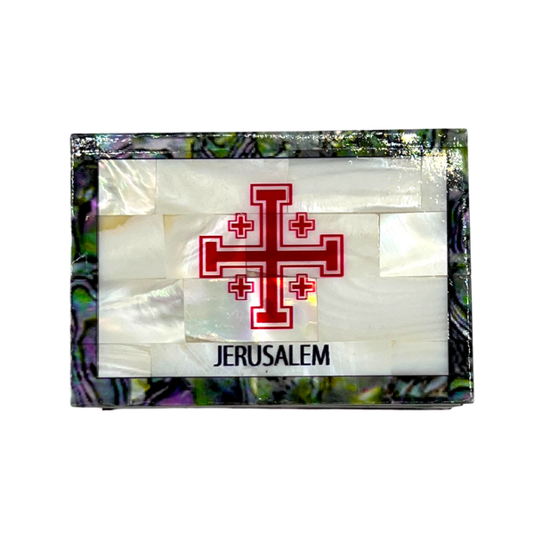 The Jerusalem Cross With Mother of Pearl Wooden Box